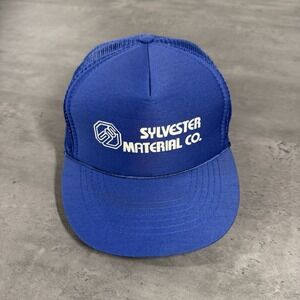 Vintage Construction Snapback Hat Blue White Nylon‎ USA Made 70s 80s Work Chore